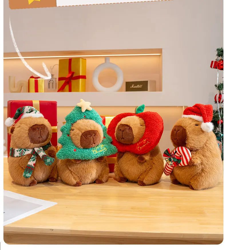 kawaii capybara christmas themed plushies 8